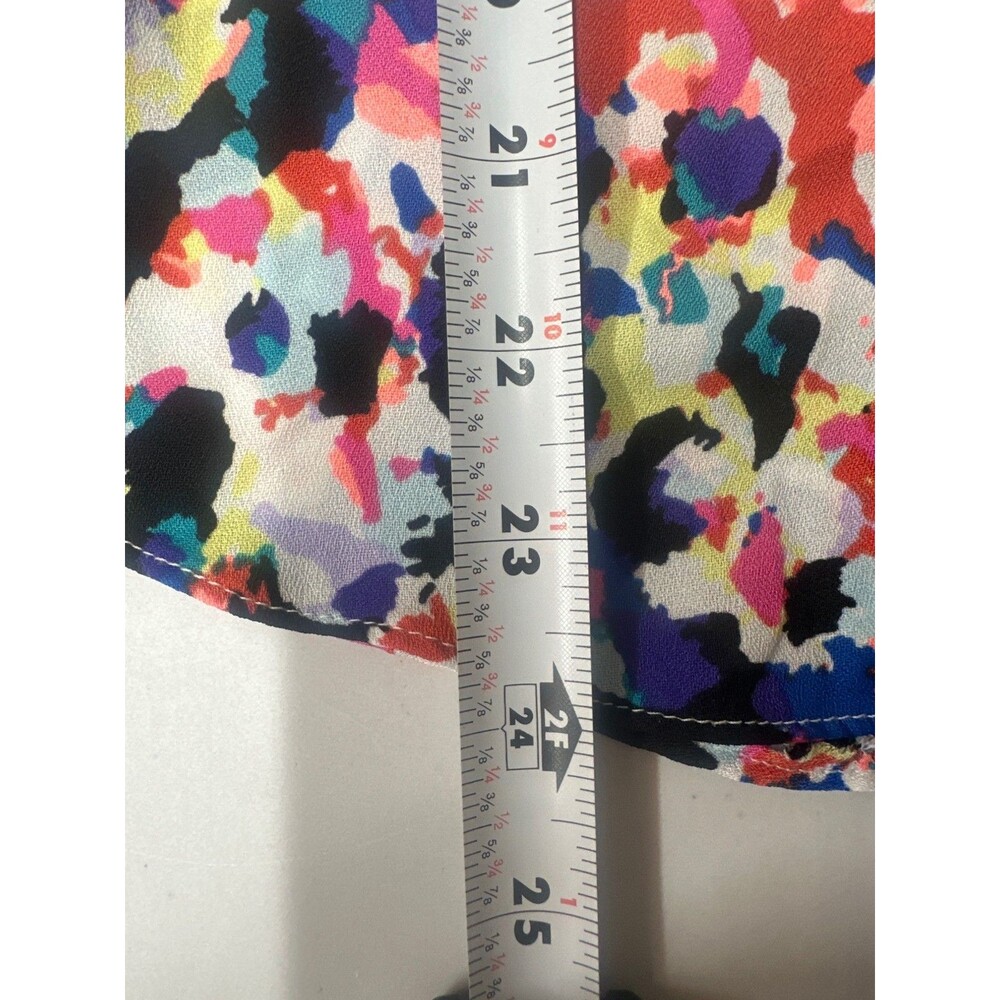 Paint Splash Abstract Multicolor Flutter Sleeve V-Neck Blouse Art Hoe L Metaphor - Picture 9 of 10